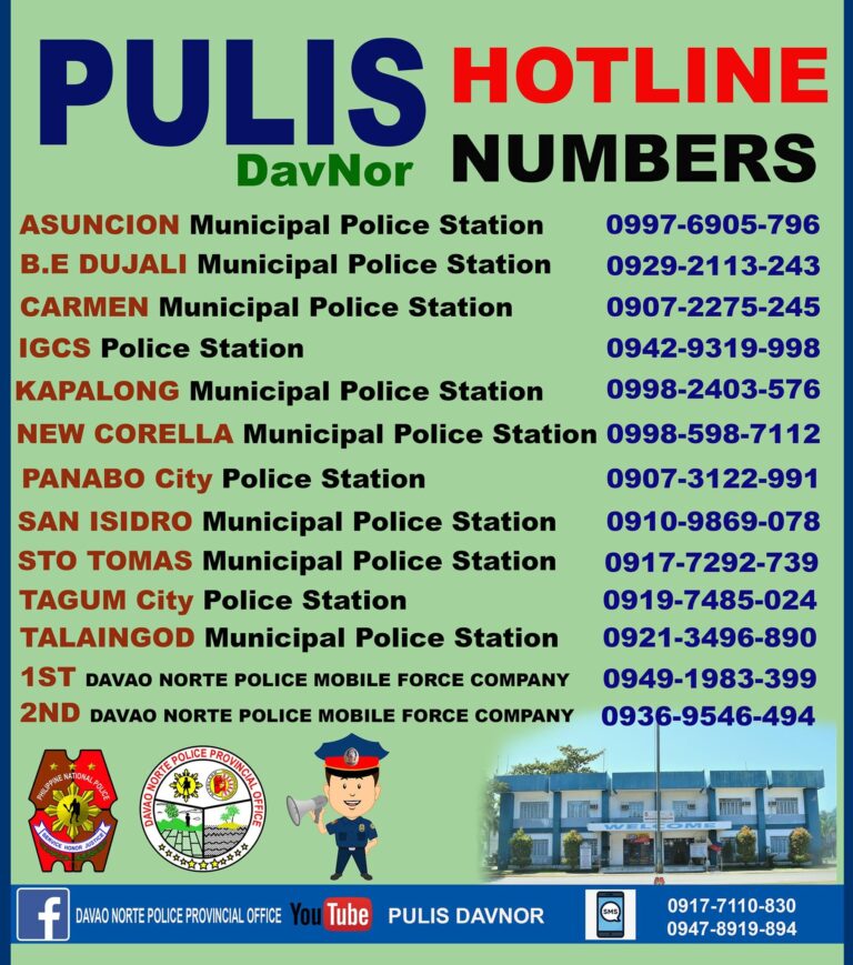 Police Station Hotline Numbers – Davao Del Norte