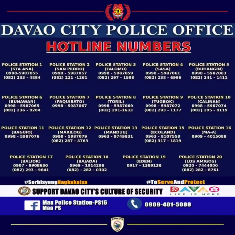 Davao City Police Office Hotline Numbers