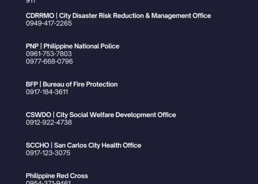 San Carlos City Emergency Hotline Numbers