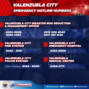 Valenzuela City Emergency Hotline Numbers