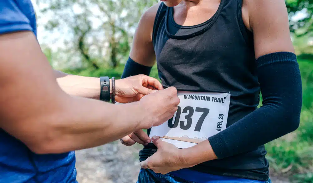 Custom printed marathon and fun run race bibs with safety pins