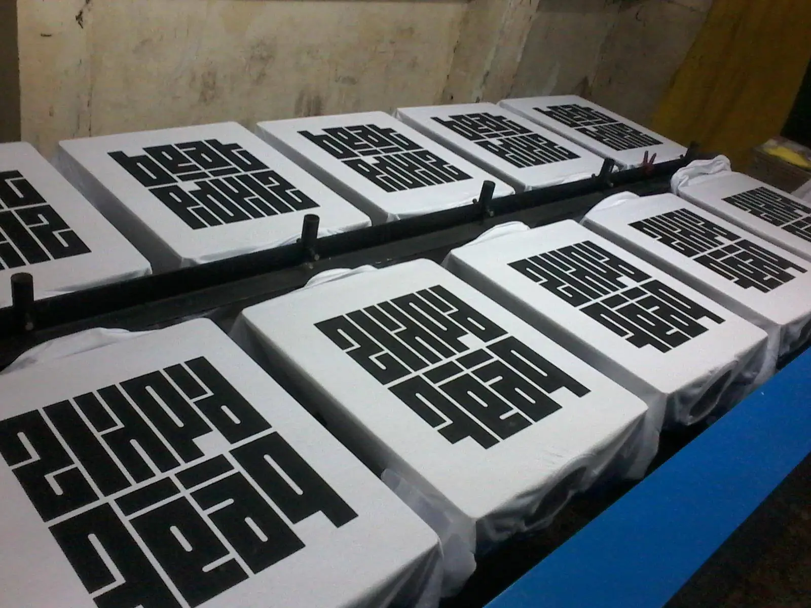 Close-up of silkscreen print detail on a finished garment