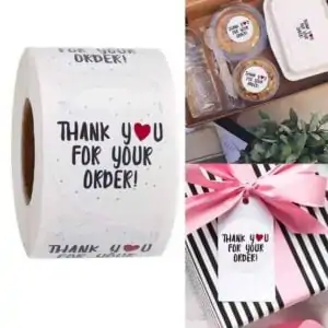 Roll of 500 “Thank You” Flower Round Seal Stickers
