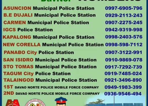 Police Station Hotline Numbers – Davao Del Norte