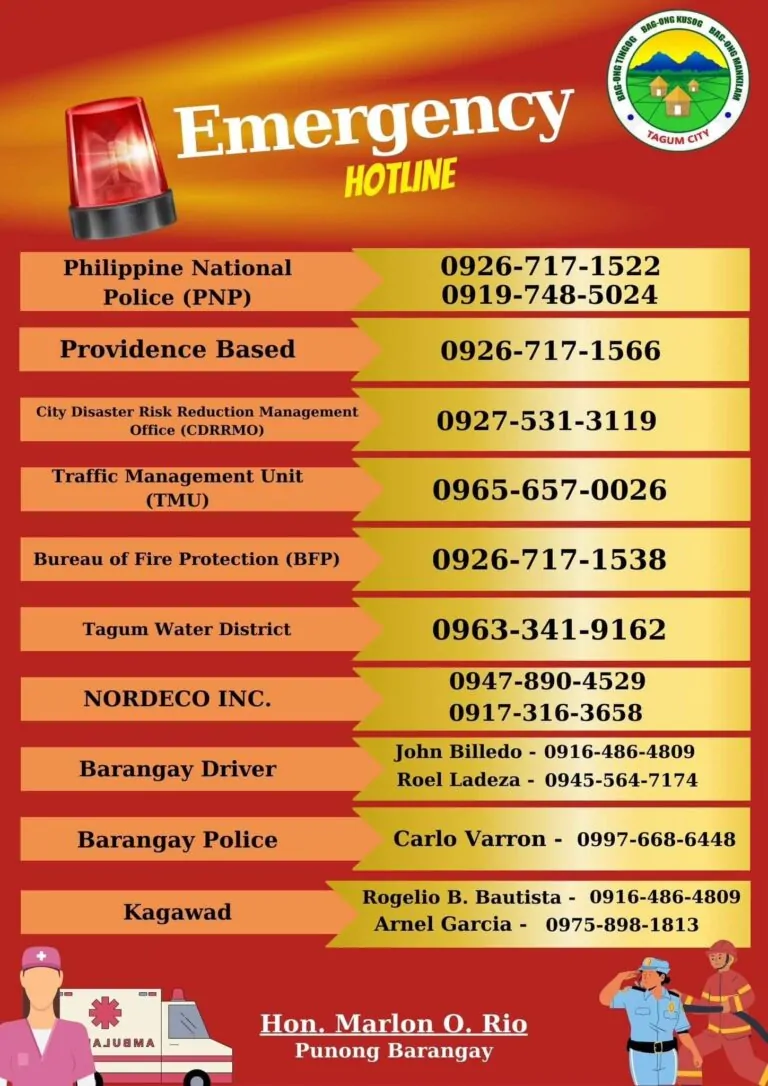 Barangay Mankilam Emergency Hotline Numbers