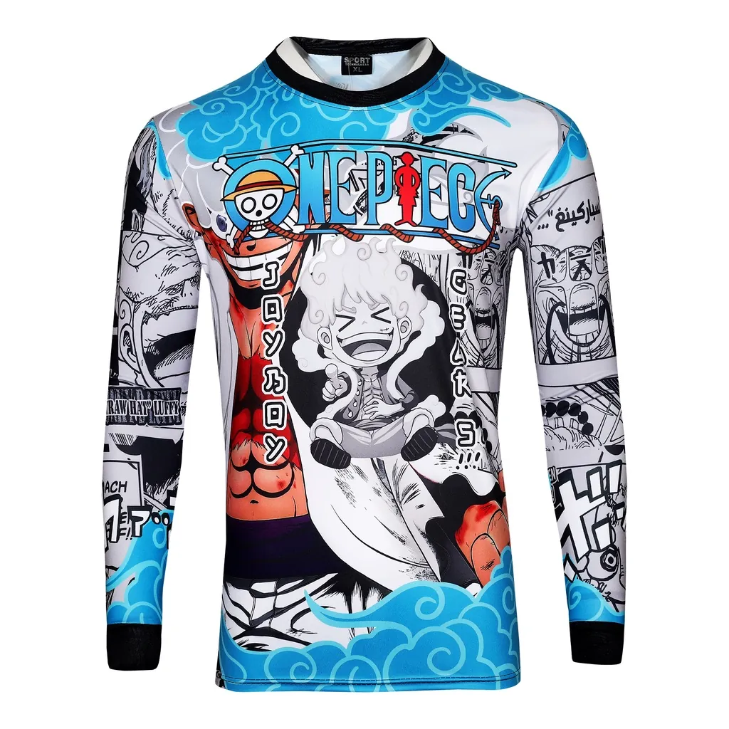 One-piece motocross riding shirt with custom graphics