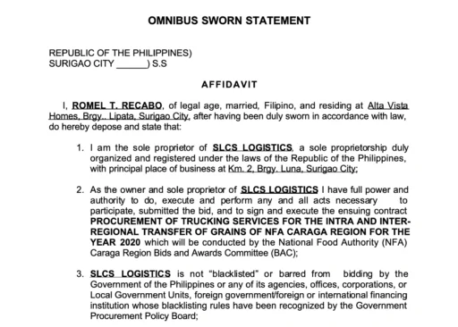 Introduction to the Omnibus Sworn Statement