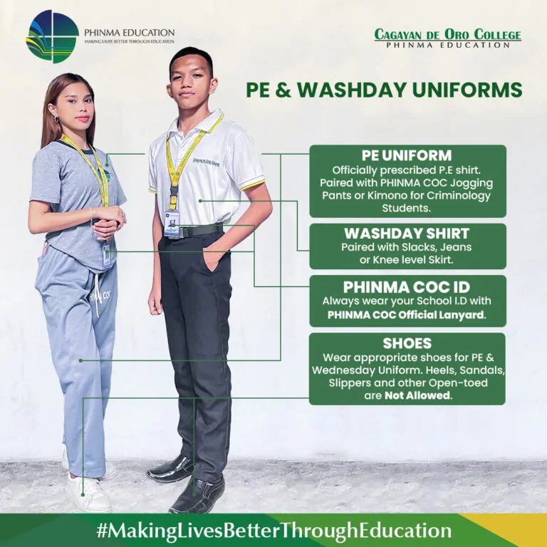 PE & Washday Uniforms of Cagayan De Oro College