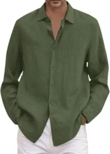 Green Linen Shirt for Men