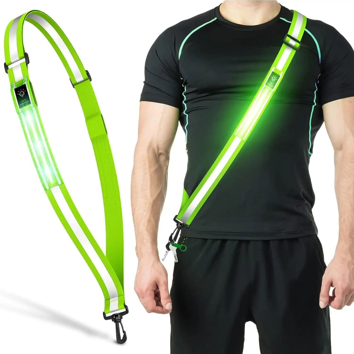 USB-charged LED running belts and clip-on safety lights for night running visibility