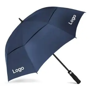 Navy 2-fold custom umbrella with logo placeholder on the canopy