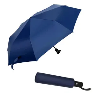 Navy 3-fold custom umbrella with matching carry sleeve