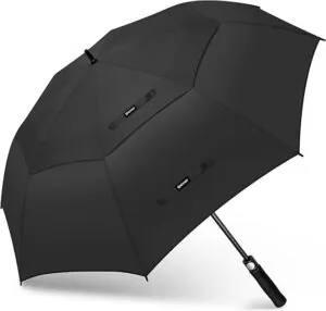 Black oversized golf custom umbrella with multi-panel construction