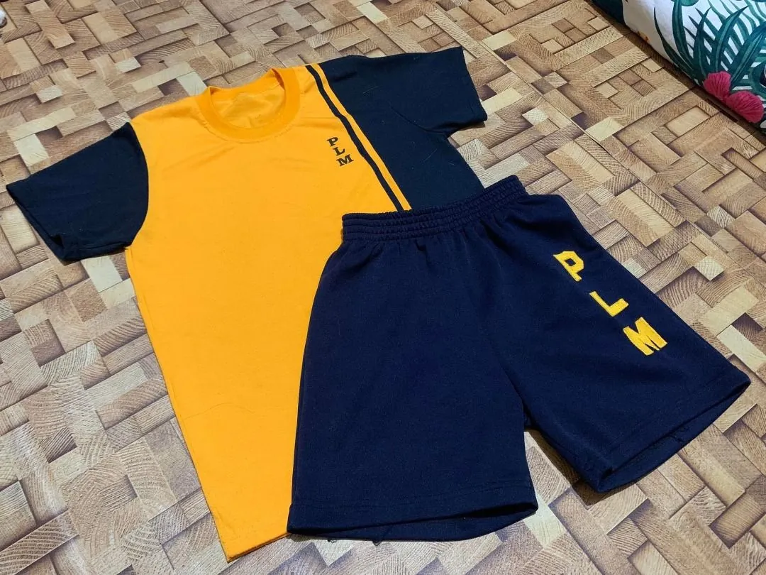 PLM Manila PE uniform - printed PE shirt and matching jogging pants in PLM colors