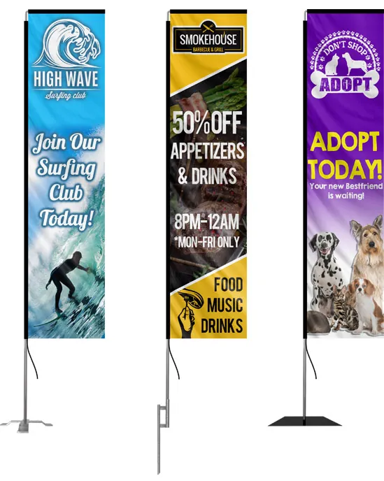 Custom rectangle flag with reinforced grommets for real estate signage