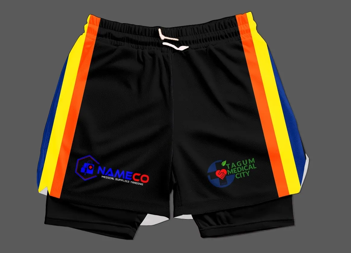 Custom sublimation cargo running shorts with side panels and team logos