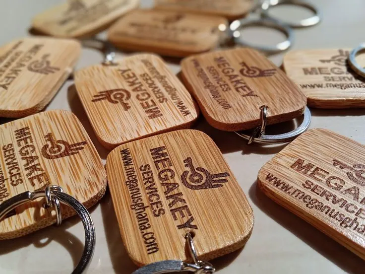 Custom Laser Engraved Wooden and Bamboo Keychain