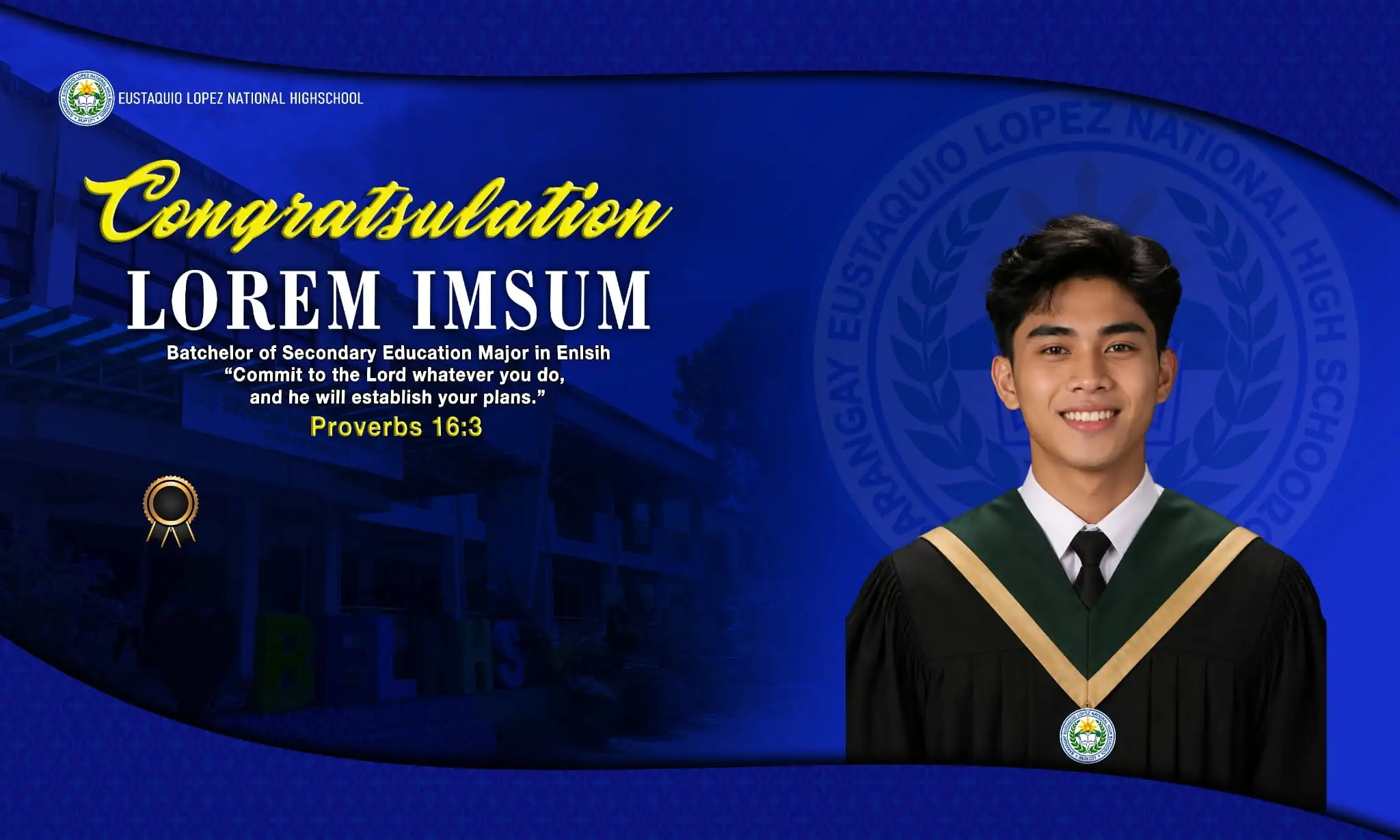 Sample graduation tarpaulin printing for high school recognition program
