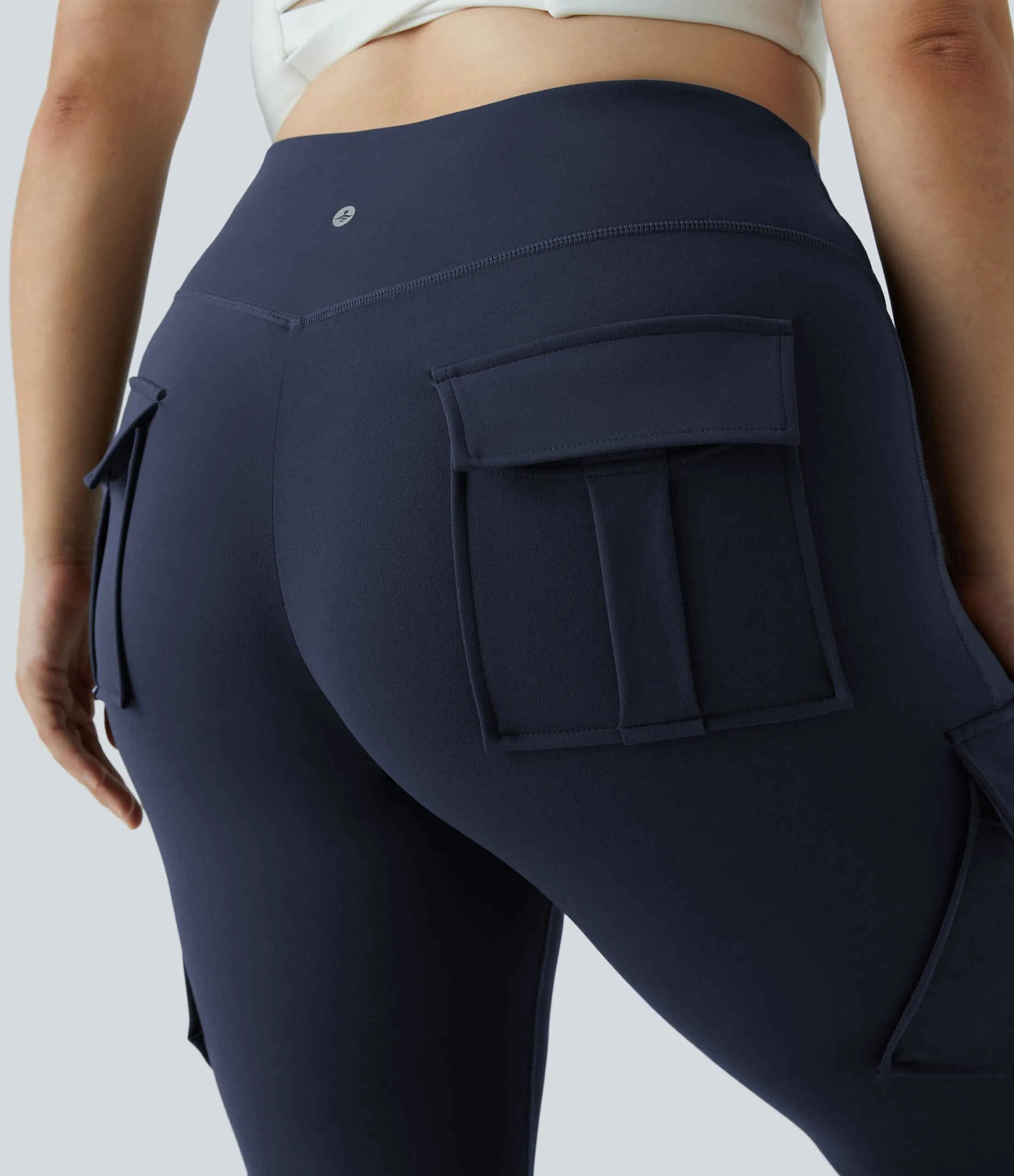 Custom sublimation womens 7/8 cargo leggings with side pockets