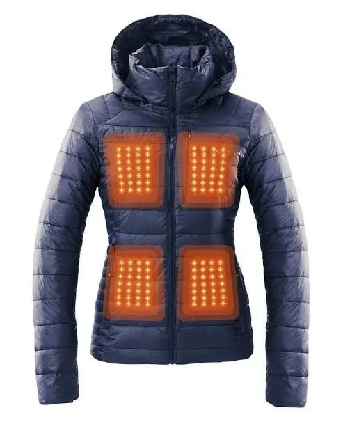 Custom heated jacket with multi-zone carbon fiber heating for industrial workers