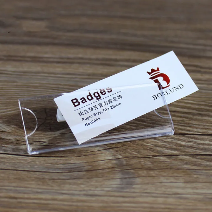 Custom acrylic name plates, desk badges, and magnetic name plate holders