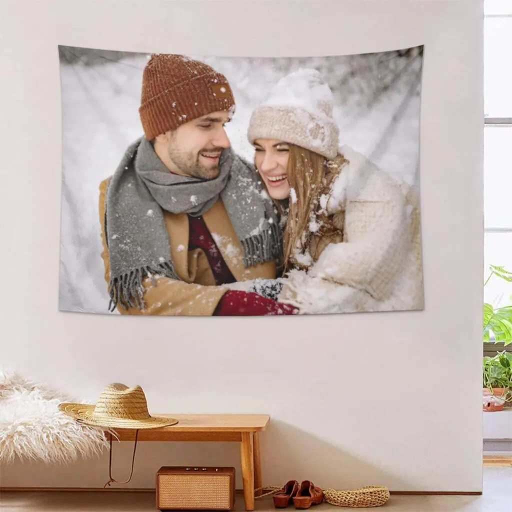 Custom printed tapestry wall hanging and printed table cover