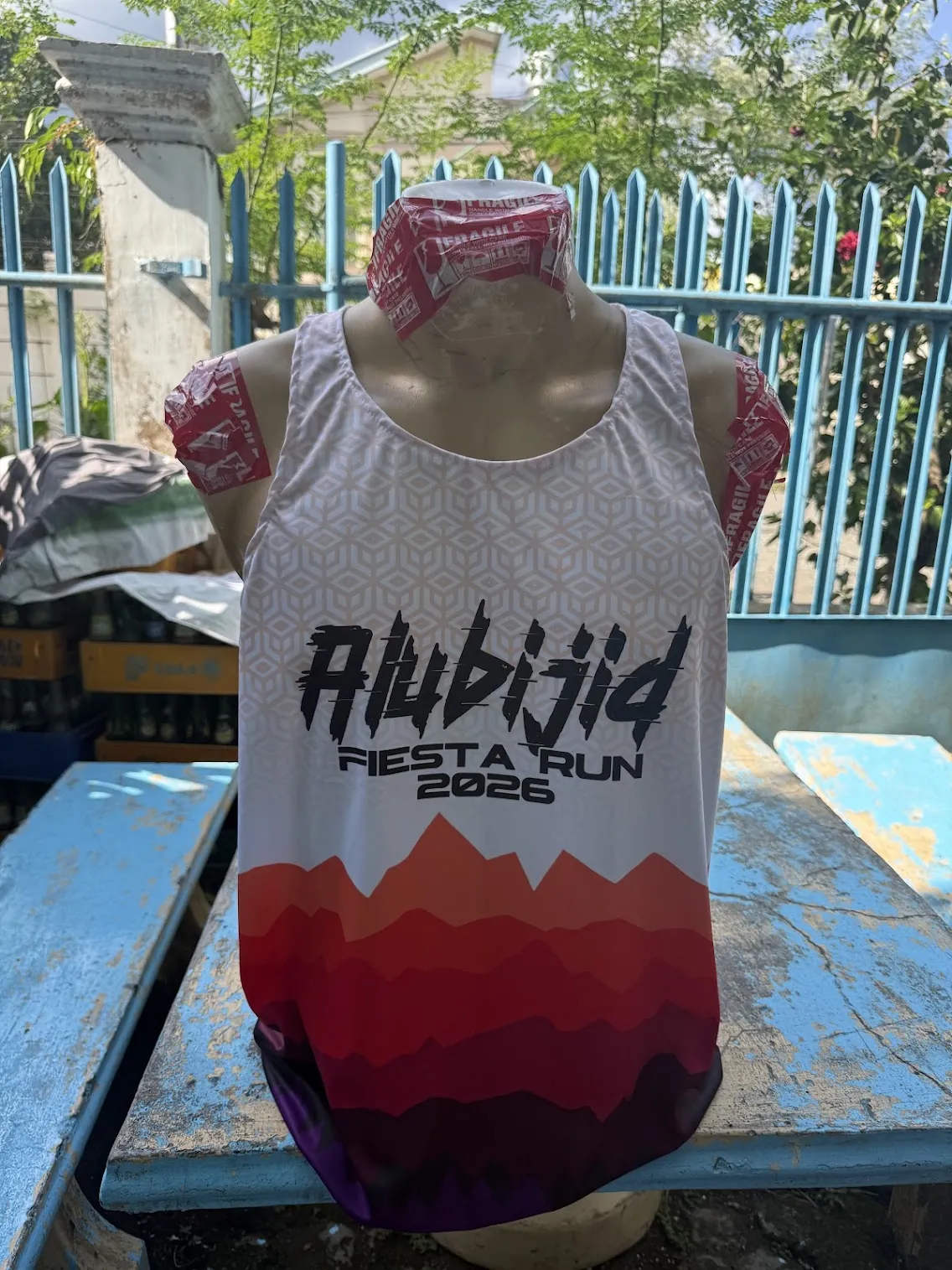 Printed sleeveless tank top with a full colour graphic across the front panel